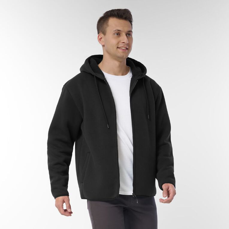 H&H Men's Microfleece Lined Zip Thru Hood, Black, hi-res