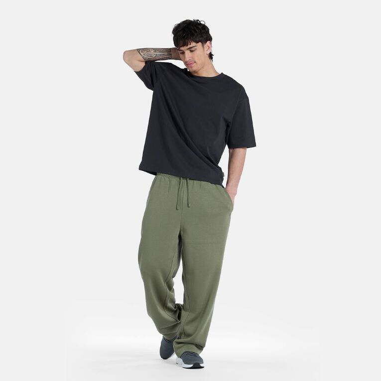 H&H Men's Straight Leg Fleece Pants, Green Mid, hi-res