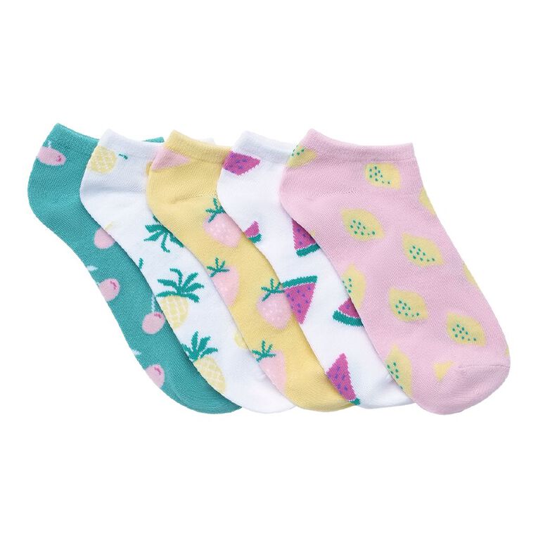 H&H Women's Liner Jacquard Socks 5 Pack, Blue, hi-res
