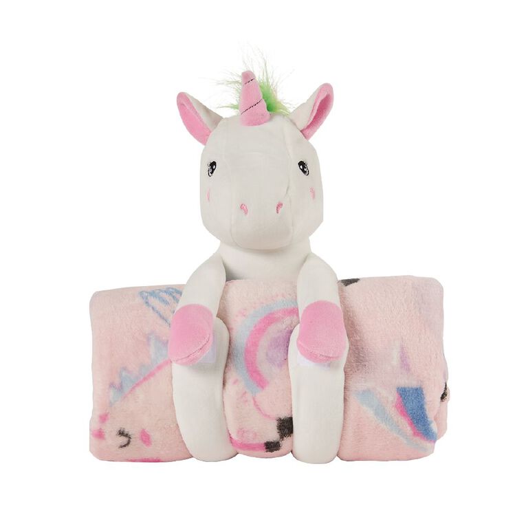 Living & Co Kids Blanket Buddy Unicorn Blue 127cm x 152cm, , hi-res
