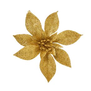 Wonderland Tree Decoration Poinsettia Clip Gold