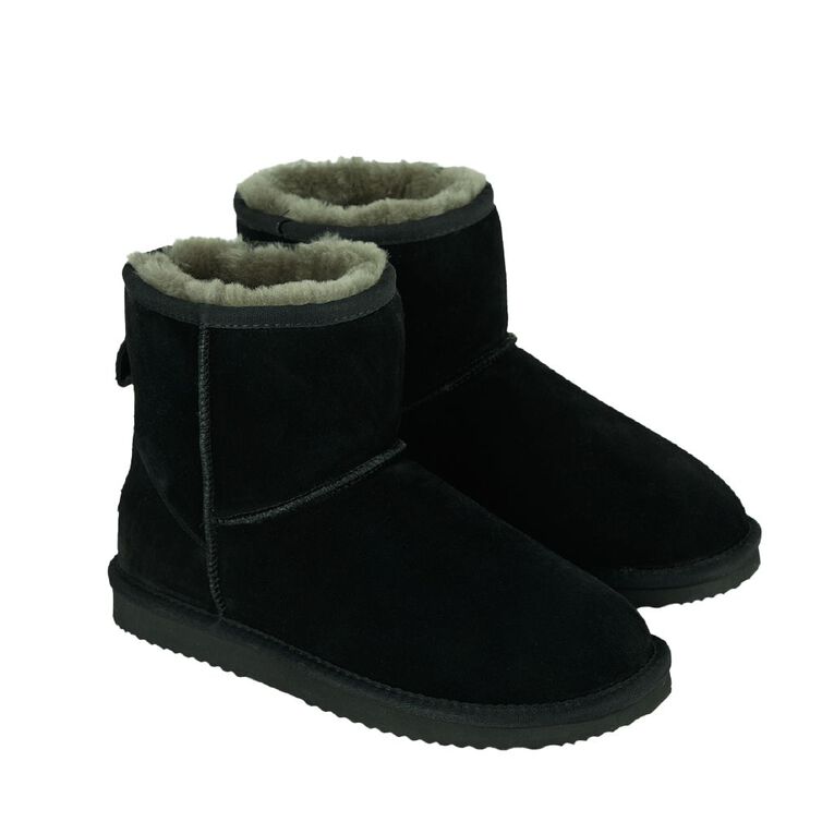 NEW ZEALAND SHEEPSKIN CO. Women's Sheepskin Lined Slipper Boots Box, Black, hi-res