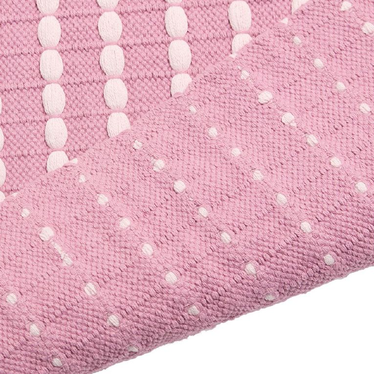 Living & Co Cotton Woven Rug Pink 60cm x 90cm, , hi-res