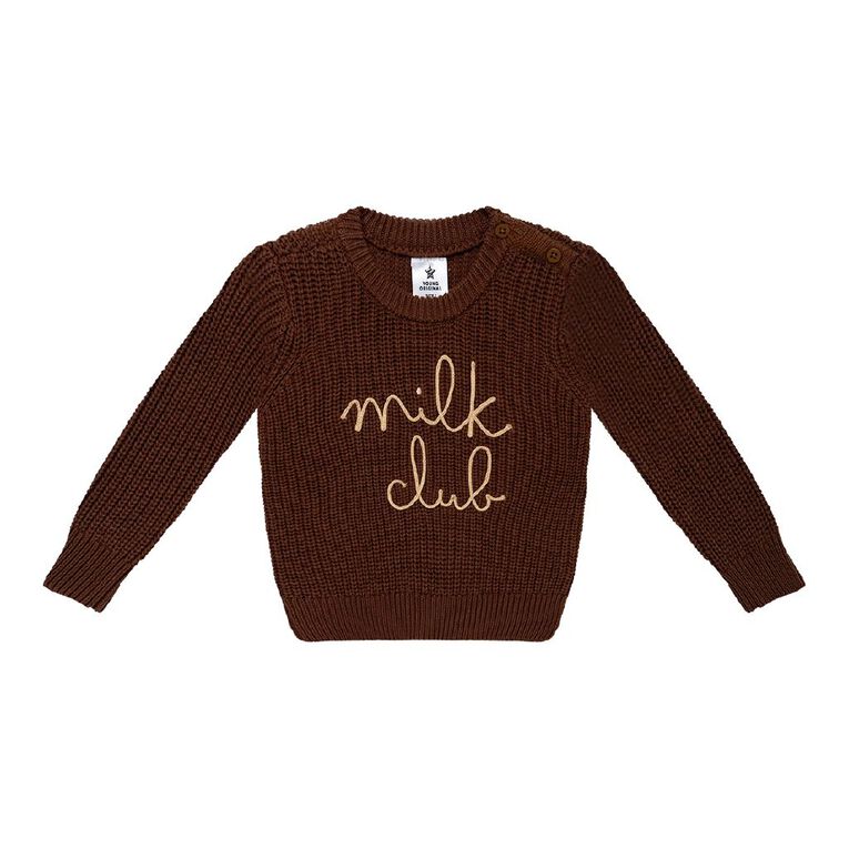 Young Original Babies' Cotton Knitted Jumper, Brown, hi-res