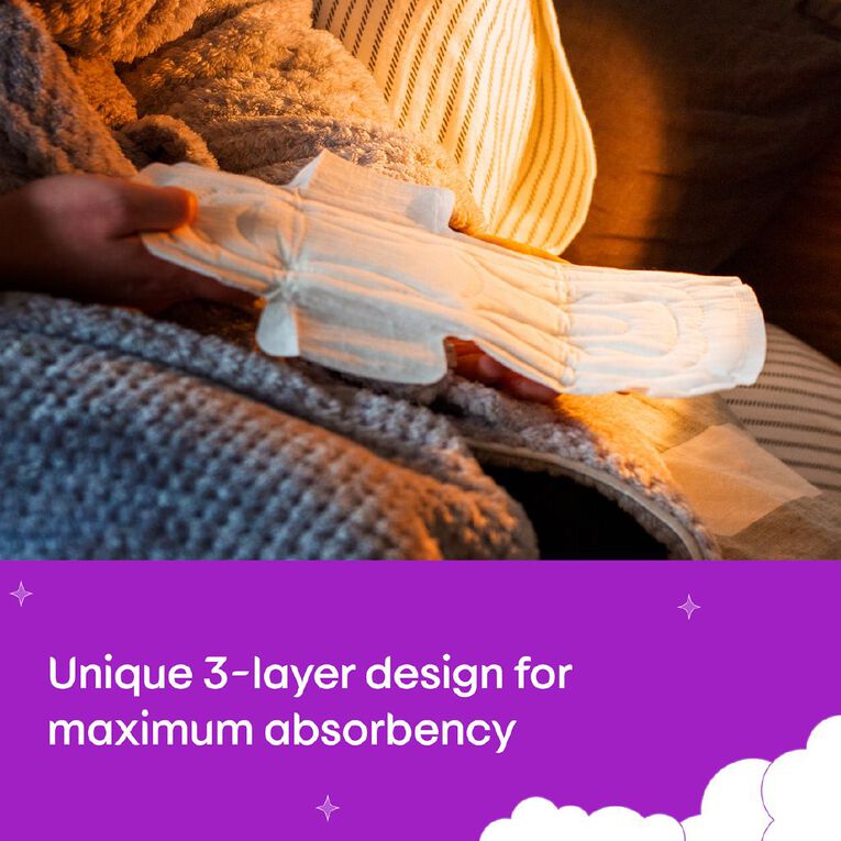 U By Kotex Maxi Overnight Long Pads with Wings 8 Pack, , hi-res