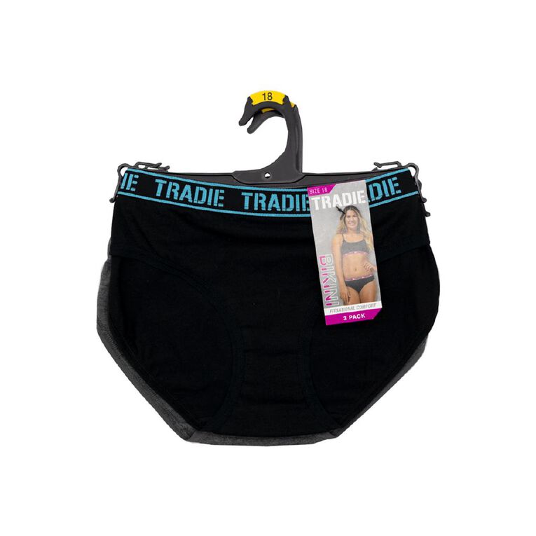 Tradie Women's Curve Bikini 3 Pack, Black S26 RHYTHM, hi-res
