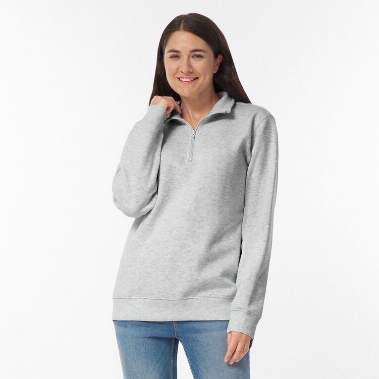 H&H Women's Long Sleeve 1/4 Zip Crew, Grey Light, hi-res