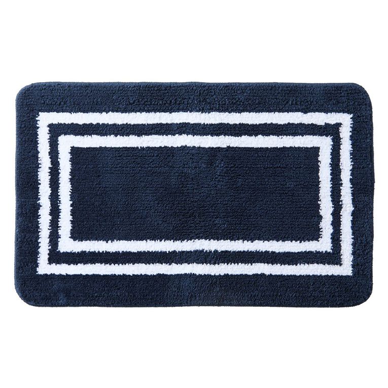Living & Co Hotel Bath Mat Navy 50cm x 80cm, , hi-res