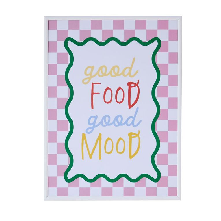 Living & Co Framed Print Good Food Good Mood 30cm x 40cm, , hi-res