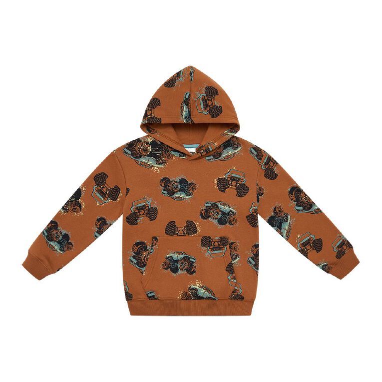 Young Original Printed Pullover Hoodie, Brown Mid, hi-res