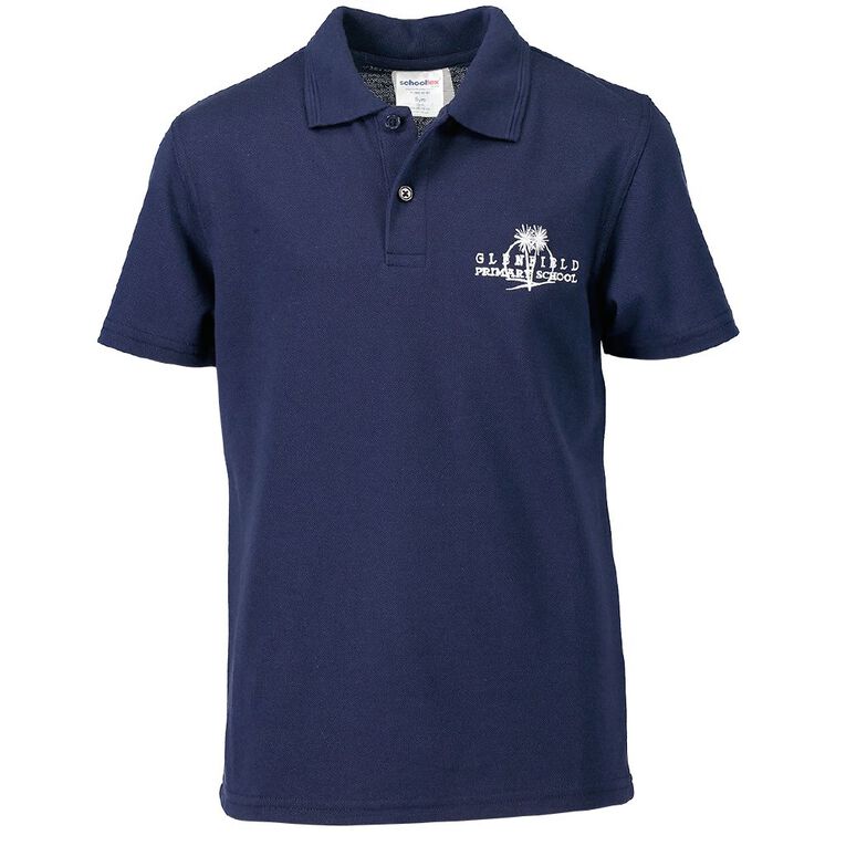 Schooltex Glenfield Primary Short Sleeve Polo with Embroidery, Navy, hi-res