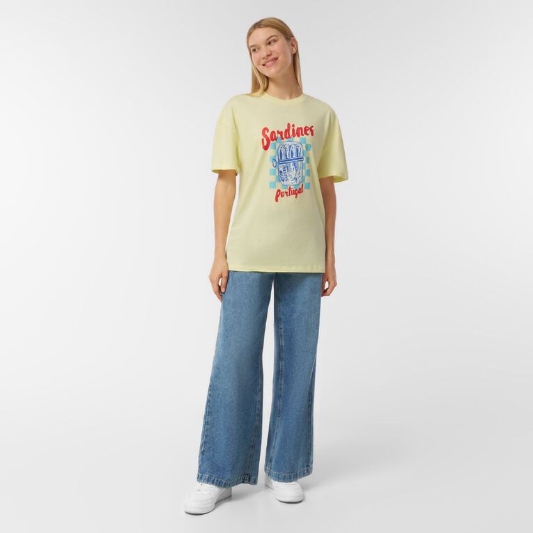 H&H Women's Short Sleeve Boyfriend Graphic Tee, Yellow Light, hi-res