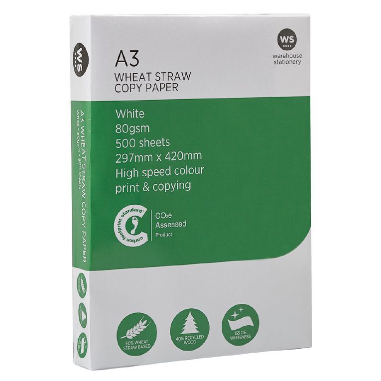 WS Photocopy Paper Wheat Based A3 80gsm 500 Sheet Ream, , hi-res