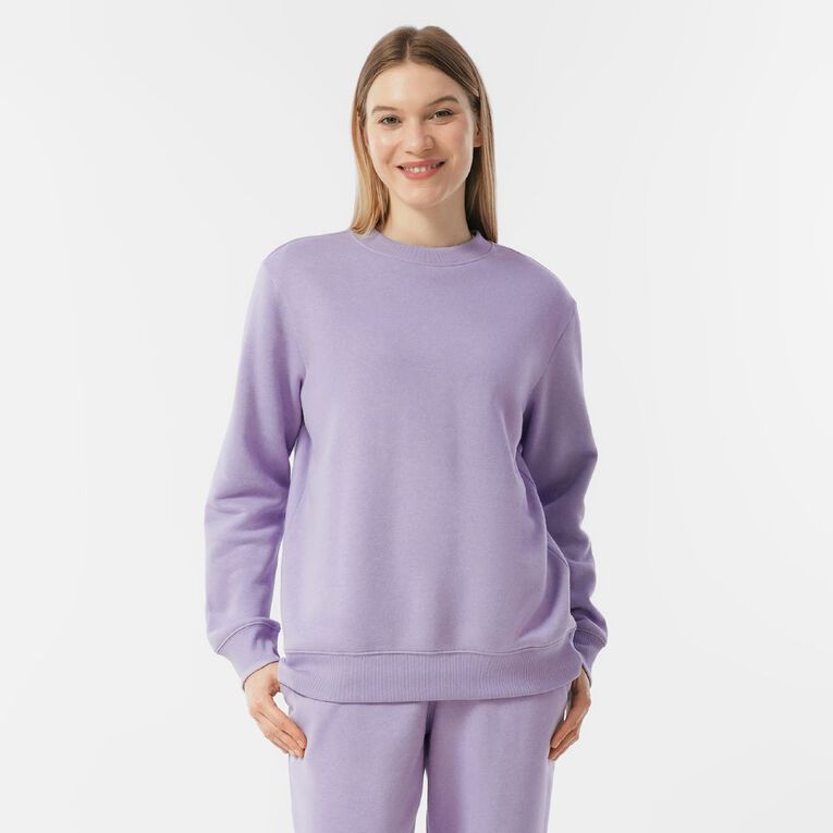 H&H Women's Classic Crew Sweatshirt, Purple Mid, hi-res