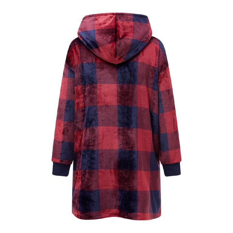 H&H Men's Oversized Coral Fleece Hoodie, Red Dark, hi-res