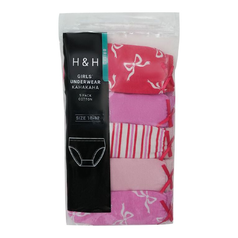 H&H Girls' Briefs 5 Pack, Red Mid, hi-res