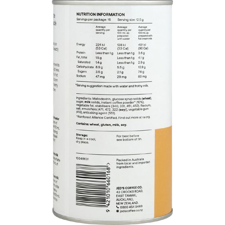 Jed's Cafe Your Way Creamy Latte 200g, , hi-res