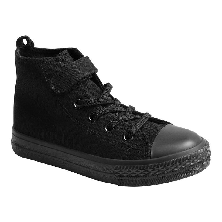 Young Original Senior Kids' Jude Canvas High Top Sneakers, Black, hi-res