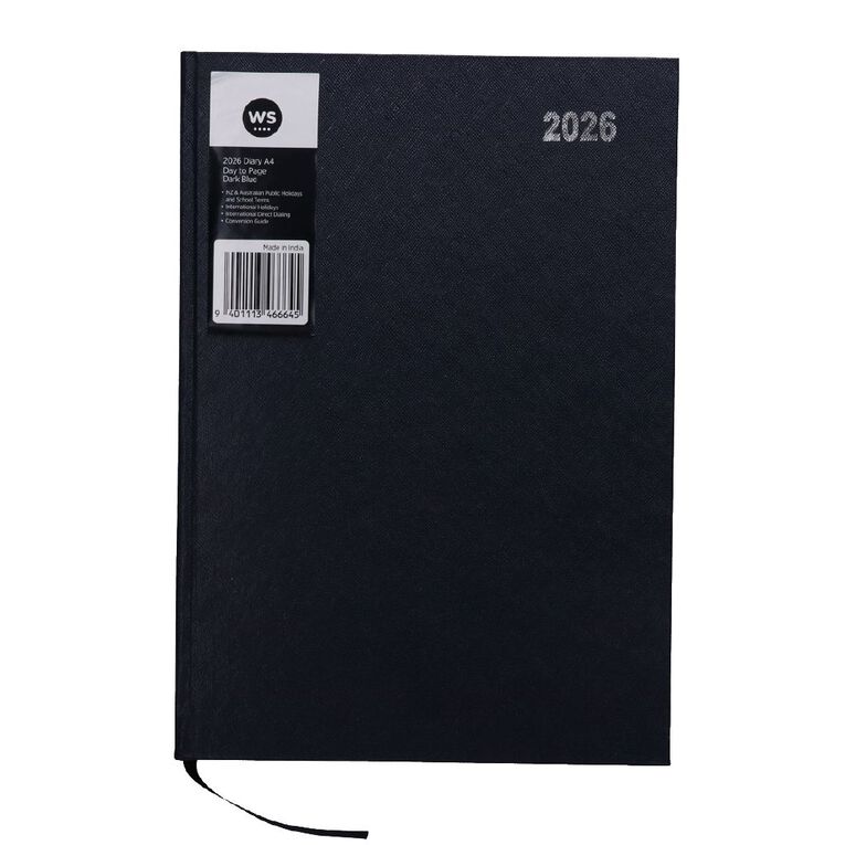 WS 2026 Diary A4 Day To Page Blue Dark, , hi-res