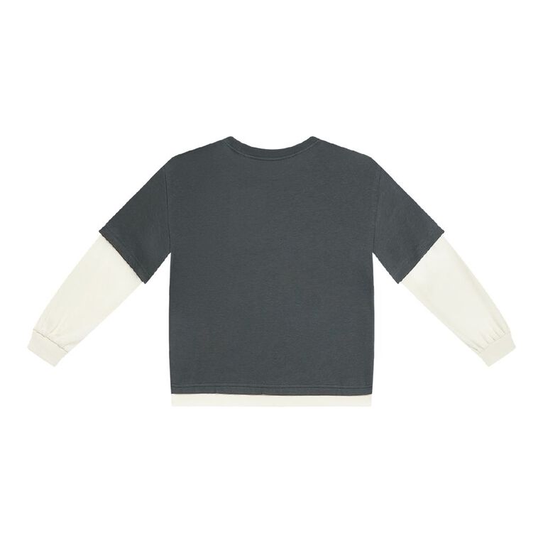Young Original Double Sleeve Tee, Grey Dark, hi-res