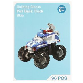 Building Block Truck Pull Back Blue
