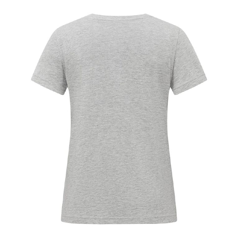 H&H Women's Short Sleeve V-Neck Cotton Tee, Grey Marle, hi-res