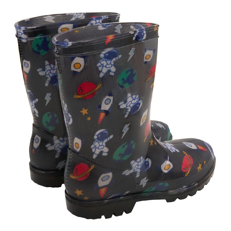 Young Original Senior Kids' Printed Light Up Gumboots, Black, hi-res