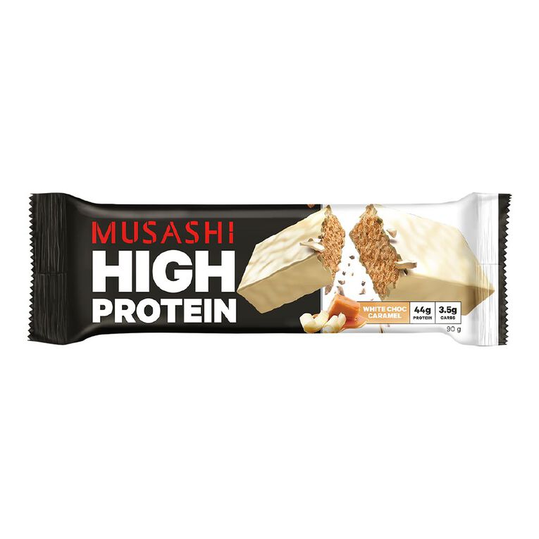 Musashi High Protein White Choc Caramel 90g, , hi-res