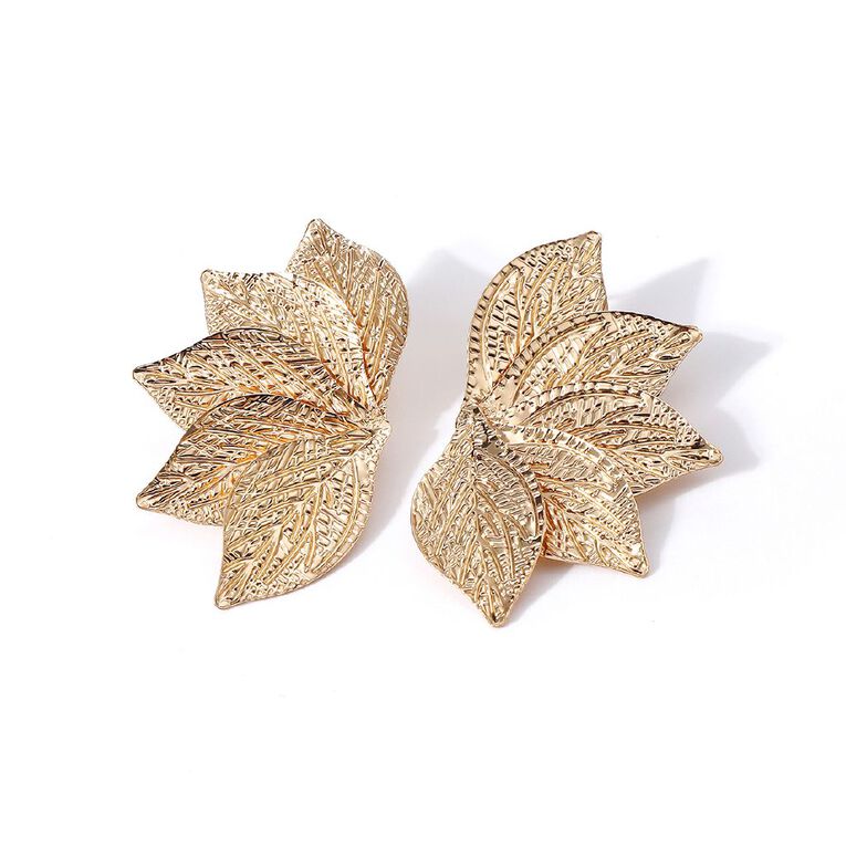 H&H Leaf Fan Earrings, , hi-res