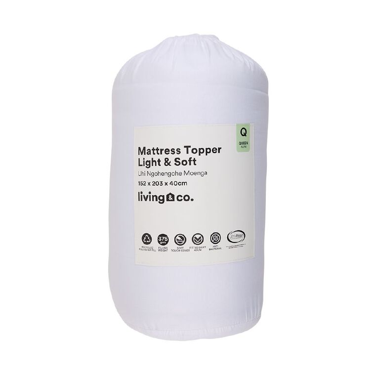 Living & Co Mattress Topper Ball Fibre Soft White Queen, , hi-res