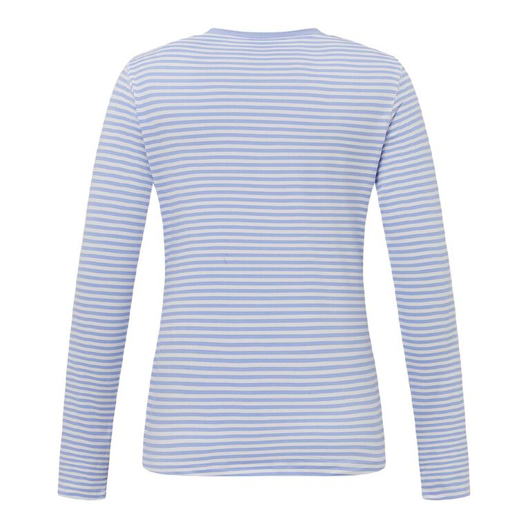 H&H Women's Comfy Henley Pyjama Top, Blue Light, hi-res