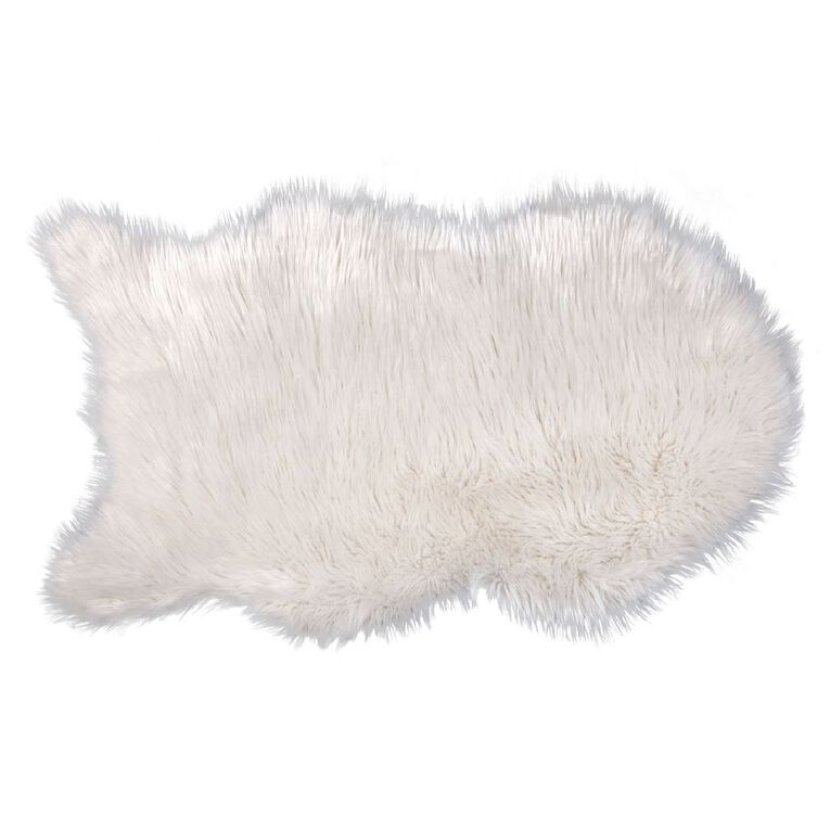 Living & Co Faux Sheepskin Rug 60cm x 100cm White The Warehouse