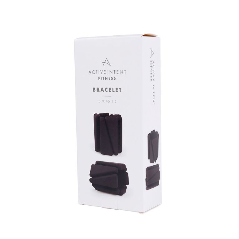 Active Intent Fitness Silicone Weight Bracelet 0.9kg Black 2 Pack, , hi-res