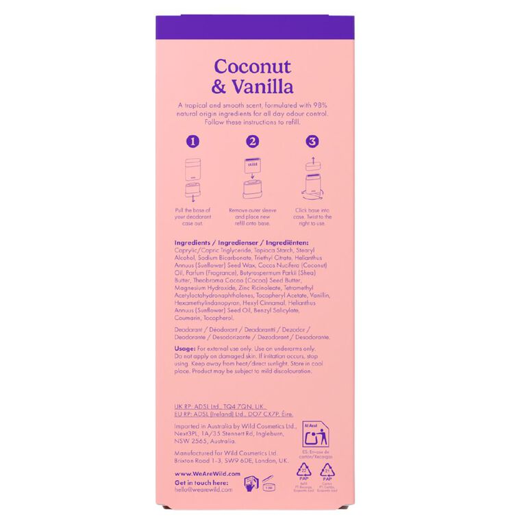 Wild Deo Stick Coconut Vanilla Purple Starter Pack 40g, , hi-res