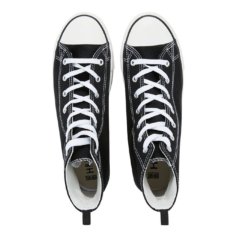 H&H Adults Unisex Freestyle Canvas High Top Sneakers, Black/White, hi-res