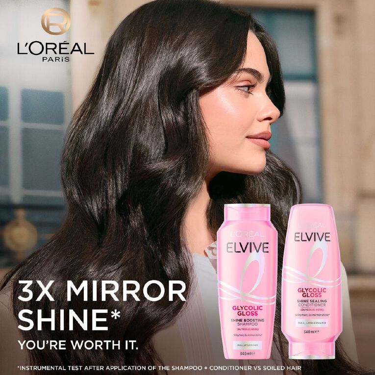 L'Oreal Paris Elvive Glycolic Gloss Conditioner 340ml, , hi-res