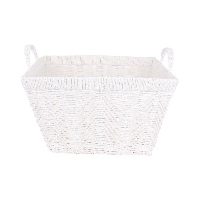 Living & Co Herringbone Basket Rectangle 46cm x 29cm White, , hi-res