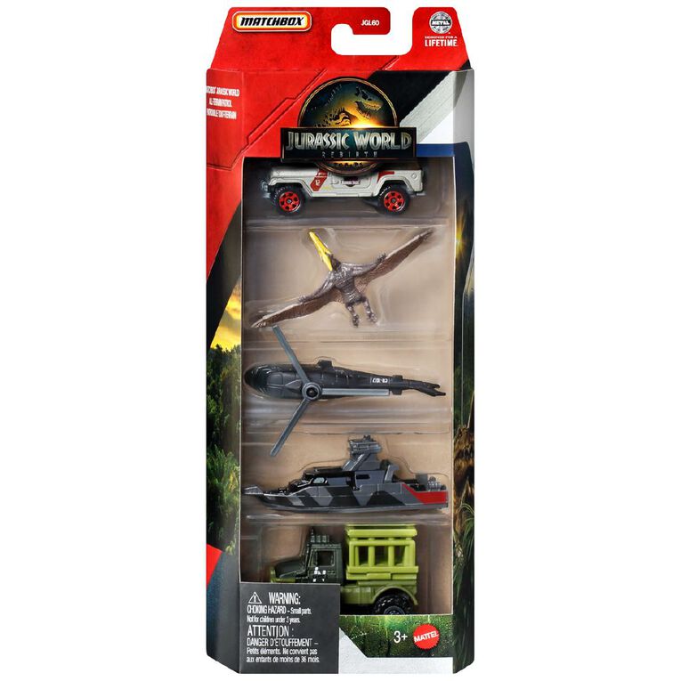 Matchbox Jurassic Diecast Vehicles 5 Pack Assorted, , hi-res