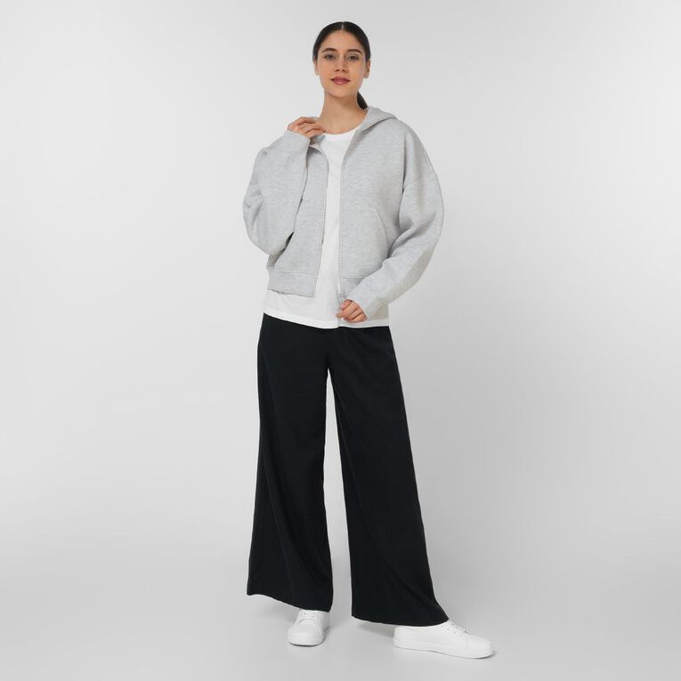 H&H Women's Zip Thru Cropped Scuba Hoodie, Silver, hi-res