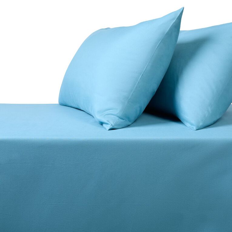 Living & Co Microfibre Sheet Set Cameo Blue Queen, Blue, hi-res