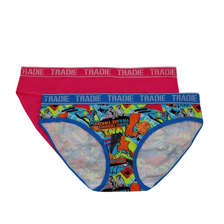 Tradie Women's Christmas Cracker Bikini Briefs 2 Pack, Pink Mid, hi-res