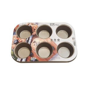 Living & Co Heavy Gauge Non-Stick Muffin Tray 6 Cup Gold