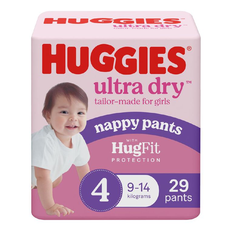 Huggies Ultra Dry Nappy Pants Toddler Girls' Size 4 9-14kg 15 Pack, , hi-res