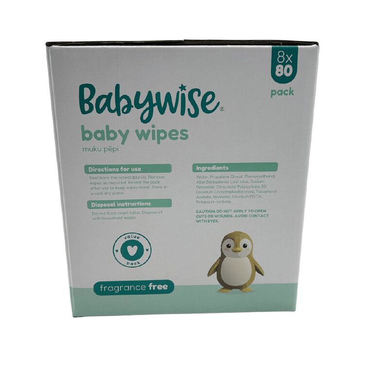 Babywise Wipes Value Pack 8 x 80 Pack, , hi-res