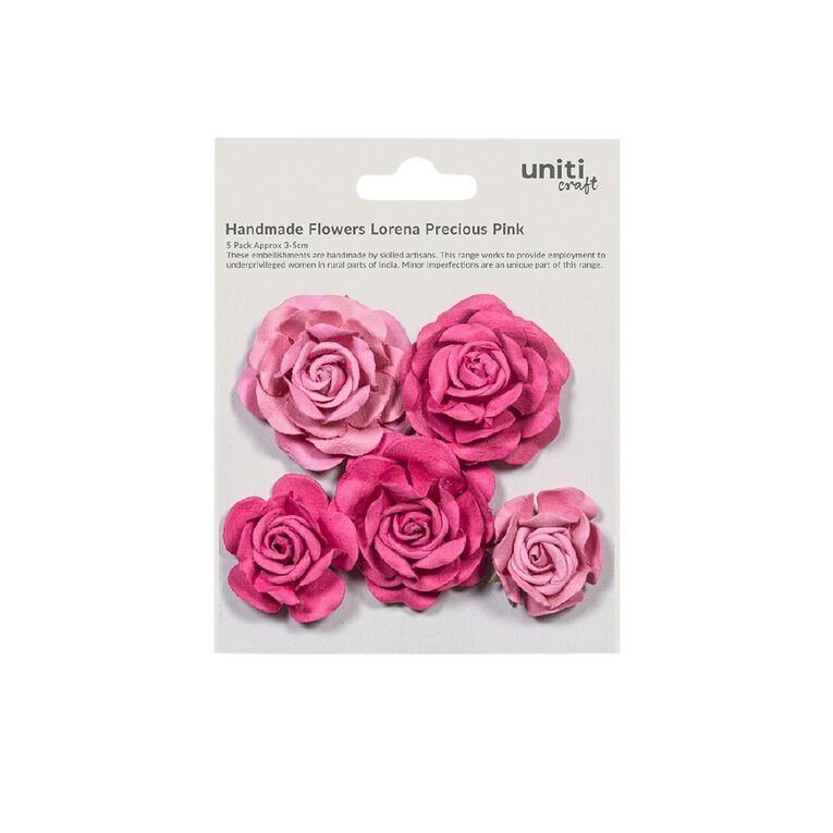 Uniti Craft Handmade Flowers Lorena Precious Pink Approx 3-5cm 5pc, , hi-res