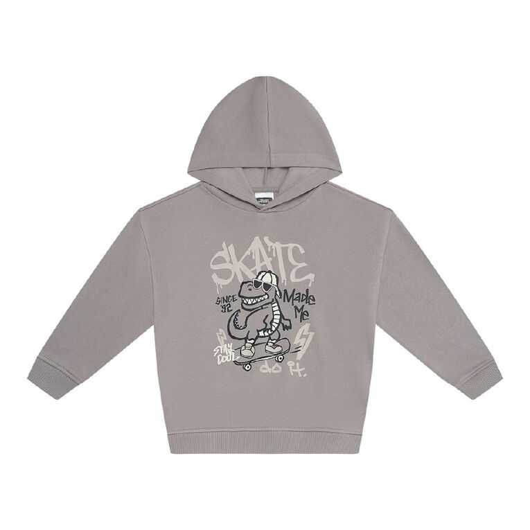 Young Original Print Pullover Hoodie, Brown Light, hi-res