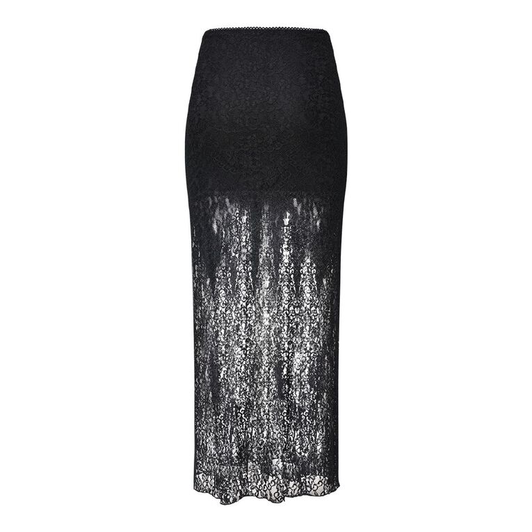 BRDRLESS Abby Lace Maxi Skirt, Black, hi-res