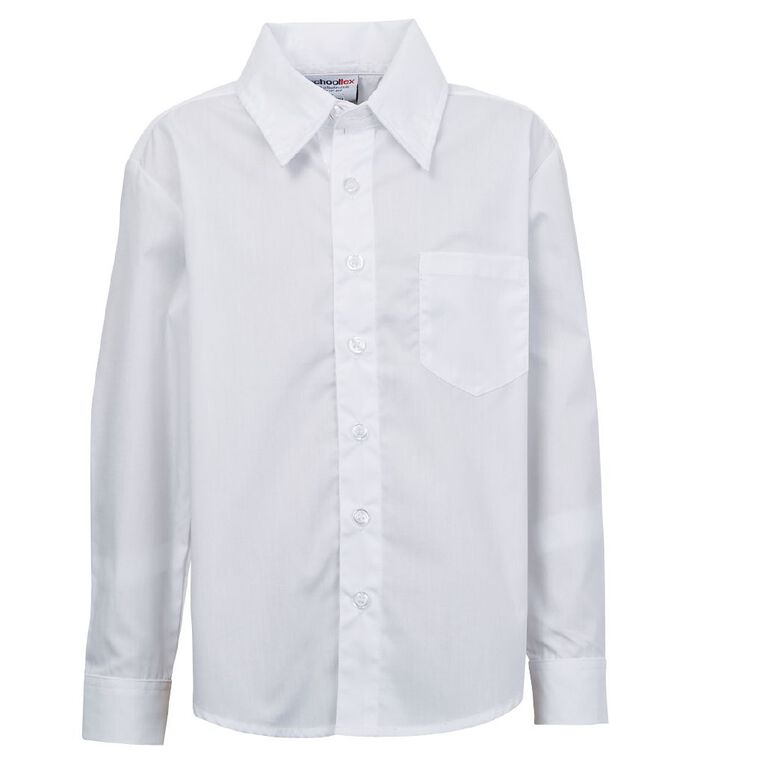 Schooltex Long Sleeve School Shirt, White, hi-res
