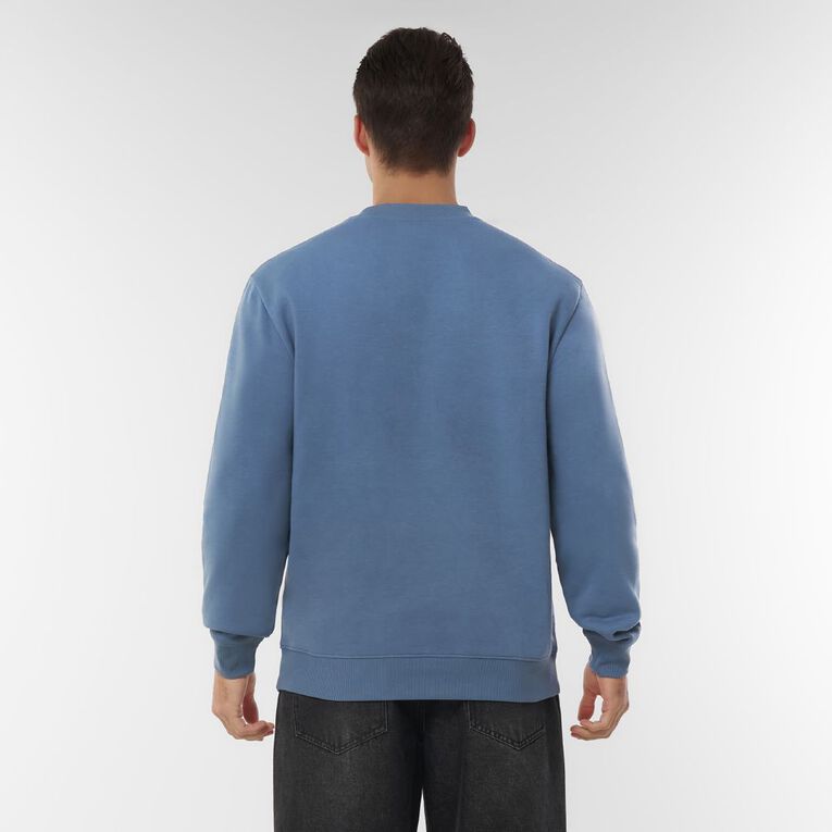 H&H Men's Plain Crew Sweatshirt, Blue Mid, hi-res