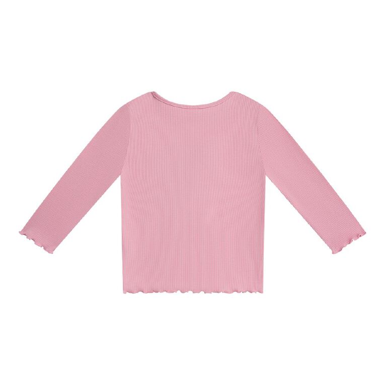Young Original Toddler Girls' Long Sleeve Rib Tee, Pink Mid, hi-res